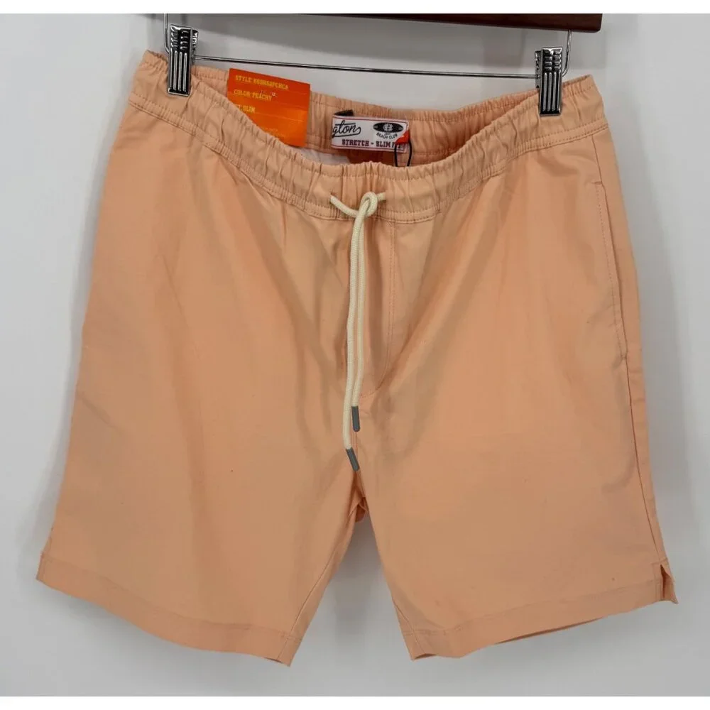 Huntington Mens Lightweight Peach Stretch Slim Fit Casual Shorts NWT